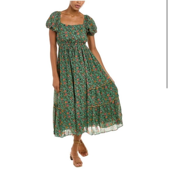 CELINA MOON Long Sleeve Shell Print Midi Dress main image 1